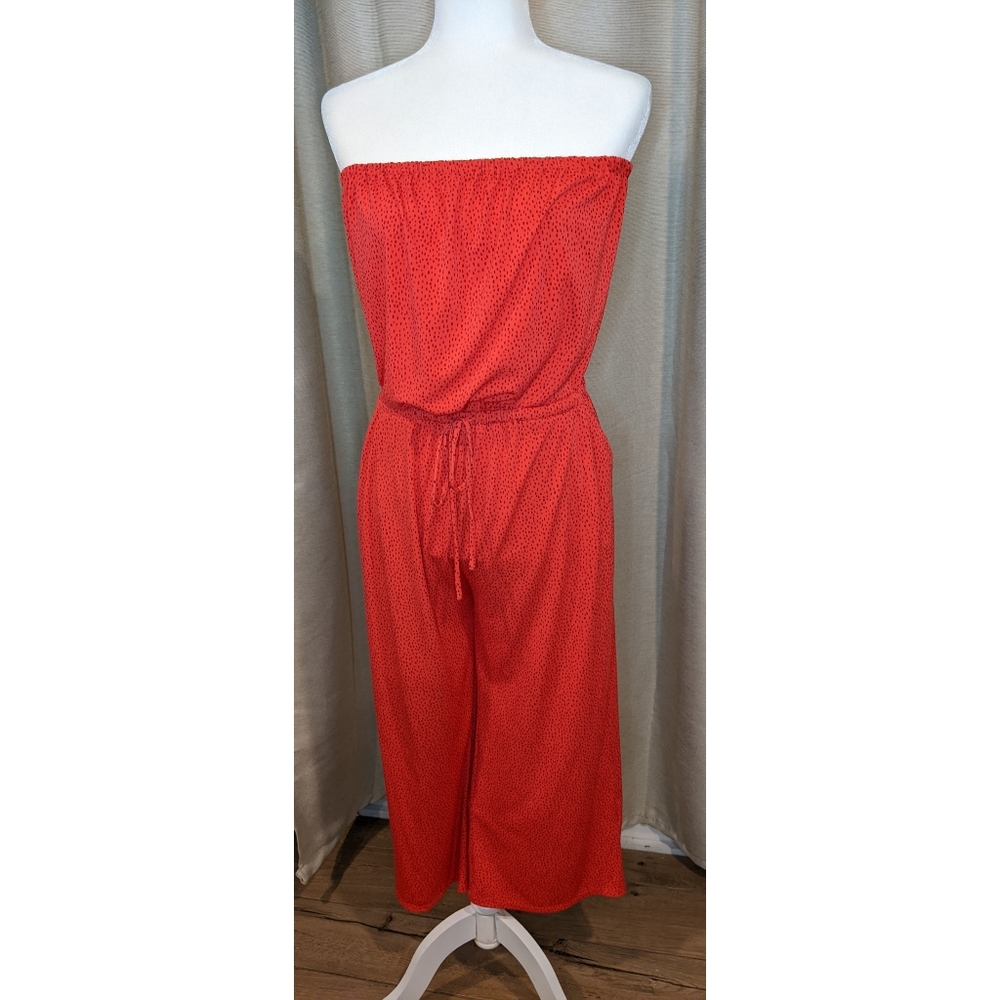 Pink freckled tube jumpsuit